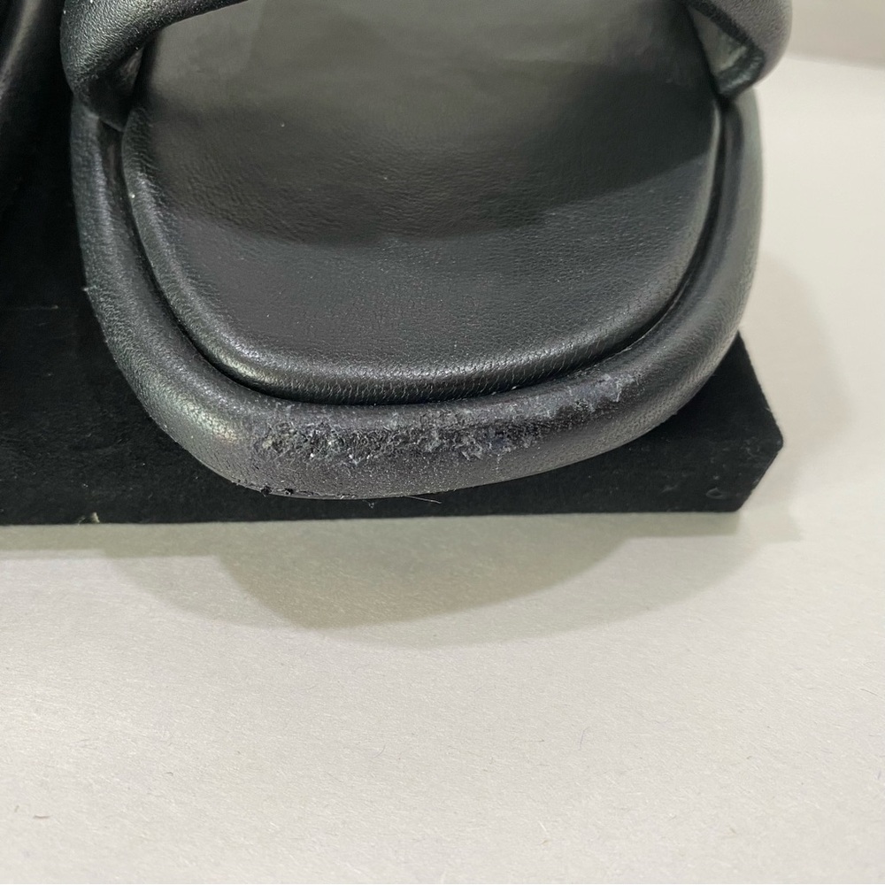 NEW Tory Burch Ines Slide Sandals Black Leather Double-T Logo - Picture 9 of 14